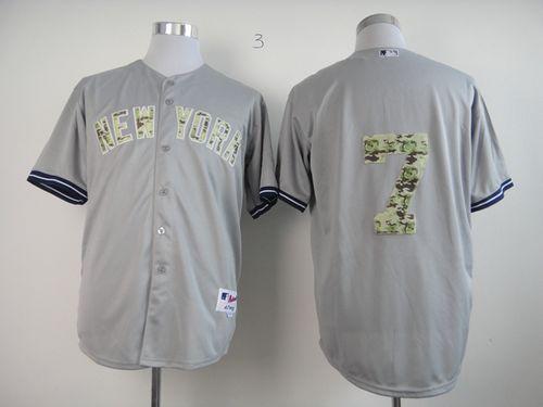 Yankees #7 Mickey Mantle Grey USMC Cool Base Stitched MLB Jersey